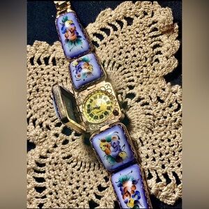 Vintage USSR Russian made Porcelain/Enamel watch by Yanka Chaika Hand Painted
